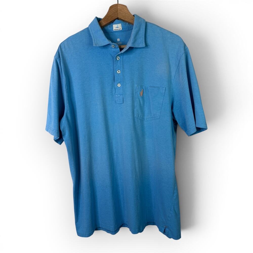 Johnnie-O Hangin Out Polo XL Shirt Oceanside Short Sleeve Heathered Blue Stretch